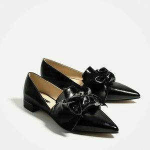 Zara flat shoes with bow detail black US 6